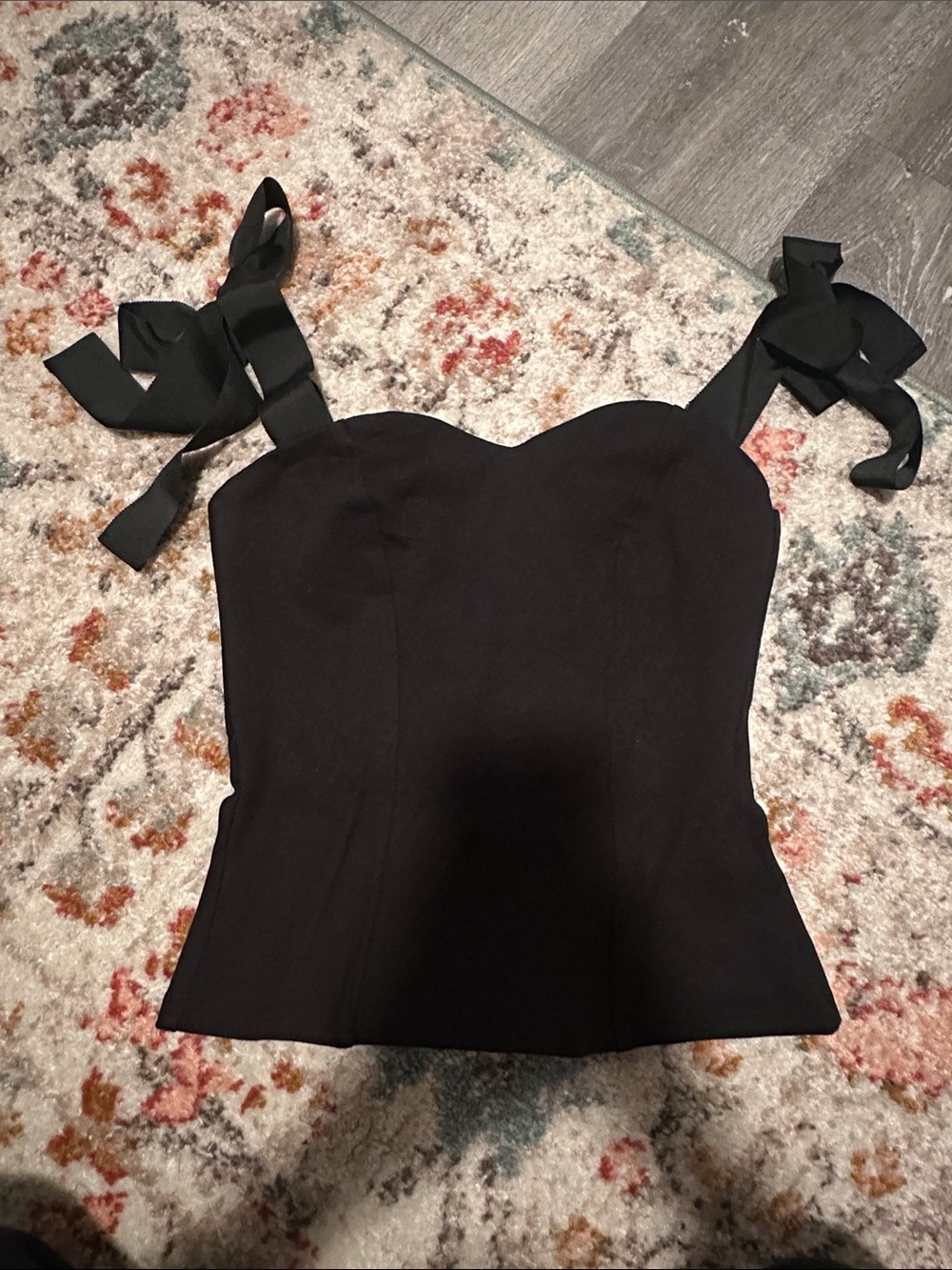 Showpo Black Tie-Shoulder Sweetheart Bustier Camisole